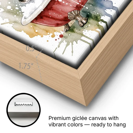 Christmas Bathroom Wall Art Reindeer Sniffing the Bubbles - Oak Framed Canvas Wall Art - Gallery Wrap Corner