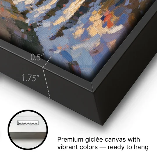 Christmas Canvas Prints Stone Steps to the Lantern - Black Framed Canvas Wall Art - Gallery Wrap Corner