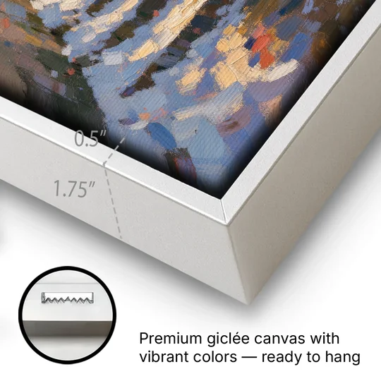 Christmas Canvas Prints Stone Steps to the Lantern - White Framed Canvas Wall Art - Gallery Wrap Corner