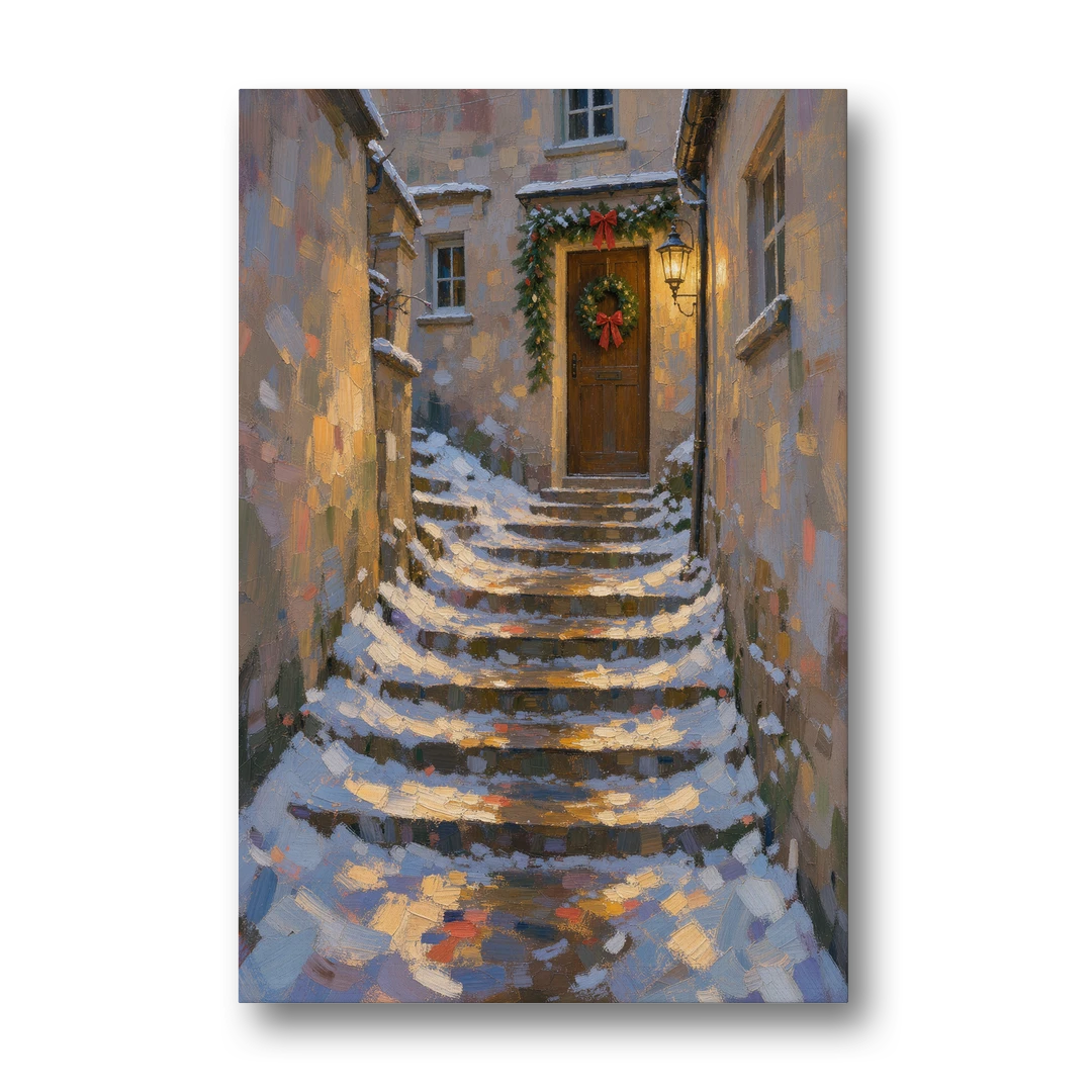 Christmas Canvas Prints Stone Steps to the Lantern - Canvas Wall Art - Front