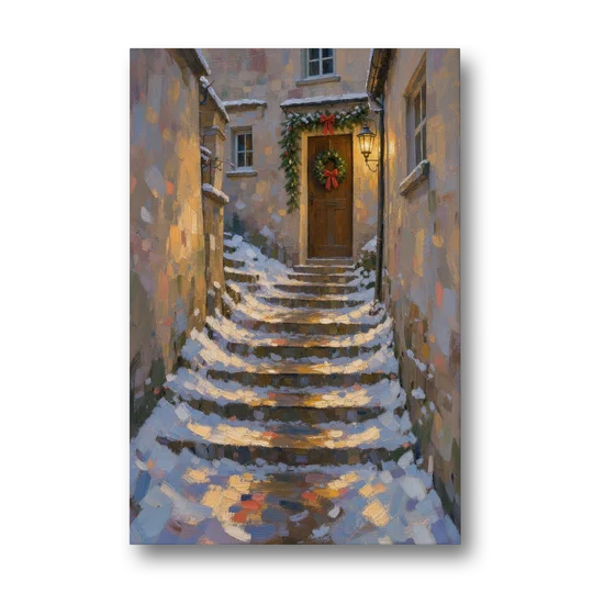 Christmas Canvas Prints Stone Steps to the Lantern - Canvas Wall Art - Front