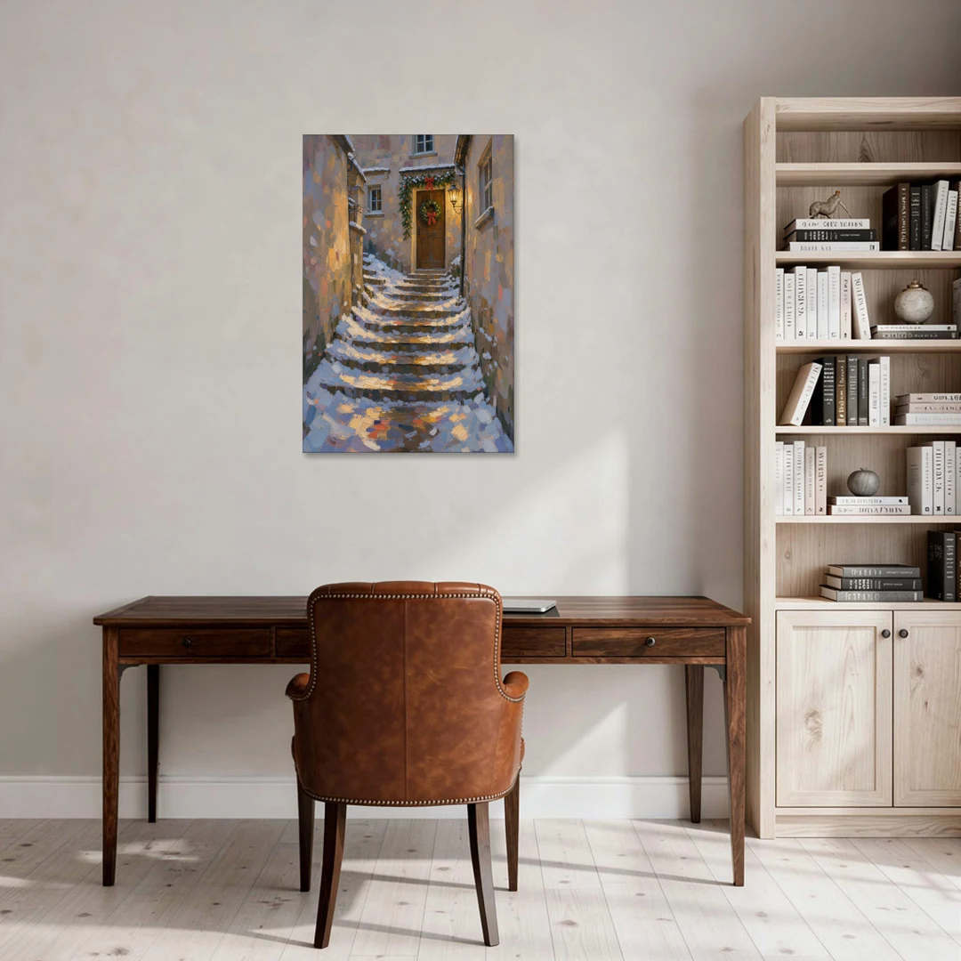 Christmas Canvas Prints Stone Steps to the Lantern - Canvas Wall Art - Office - 24x36