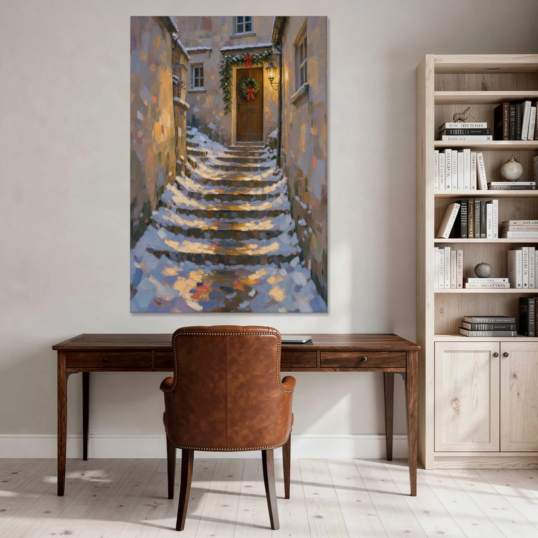 Christmas Canvas Prints Stone Steps to the Lantern - Canvas Wall Art - Office - 40x60