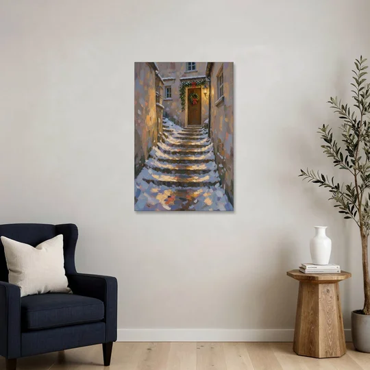 Christmas Canvas Prints Stone Steps to the Lantern - Canvas Wall Art - Sofa - 24x36