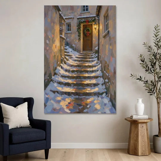 Christmas Canvas Prints Stone Steps to the Lantern - Canvas Wall Art - Sofa - 40x60