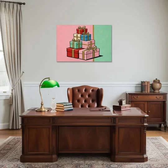Christmas Canvas Wall Art Tower of Wrapped Presents - Canvas Wall Art - Office - 36x24
