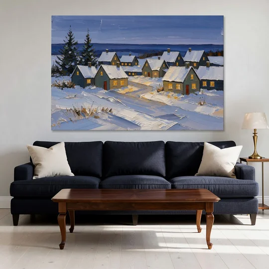 Christmas Decor Wall Hanging Cottages in the Hollow - Canvas Wall Art - Sofa - 60x40