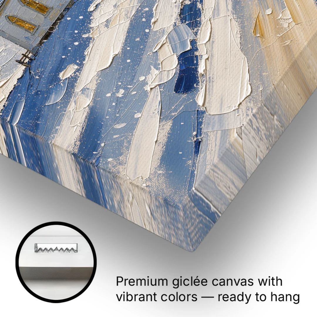 Christmas Eve Painting of a Hilltop Chapel - Canvas Wall Art - Gallery Wrap Corner