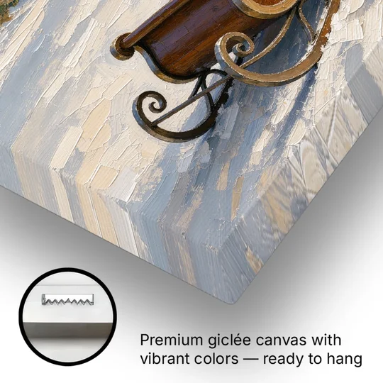 Christmas Sleigh Painting with Plaid Blanket - Canvas Wall Art - Gallery Wrap Corner