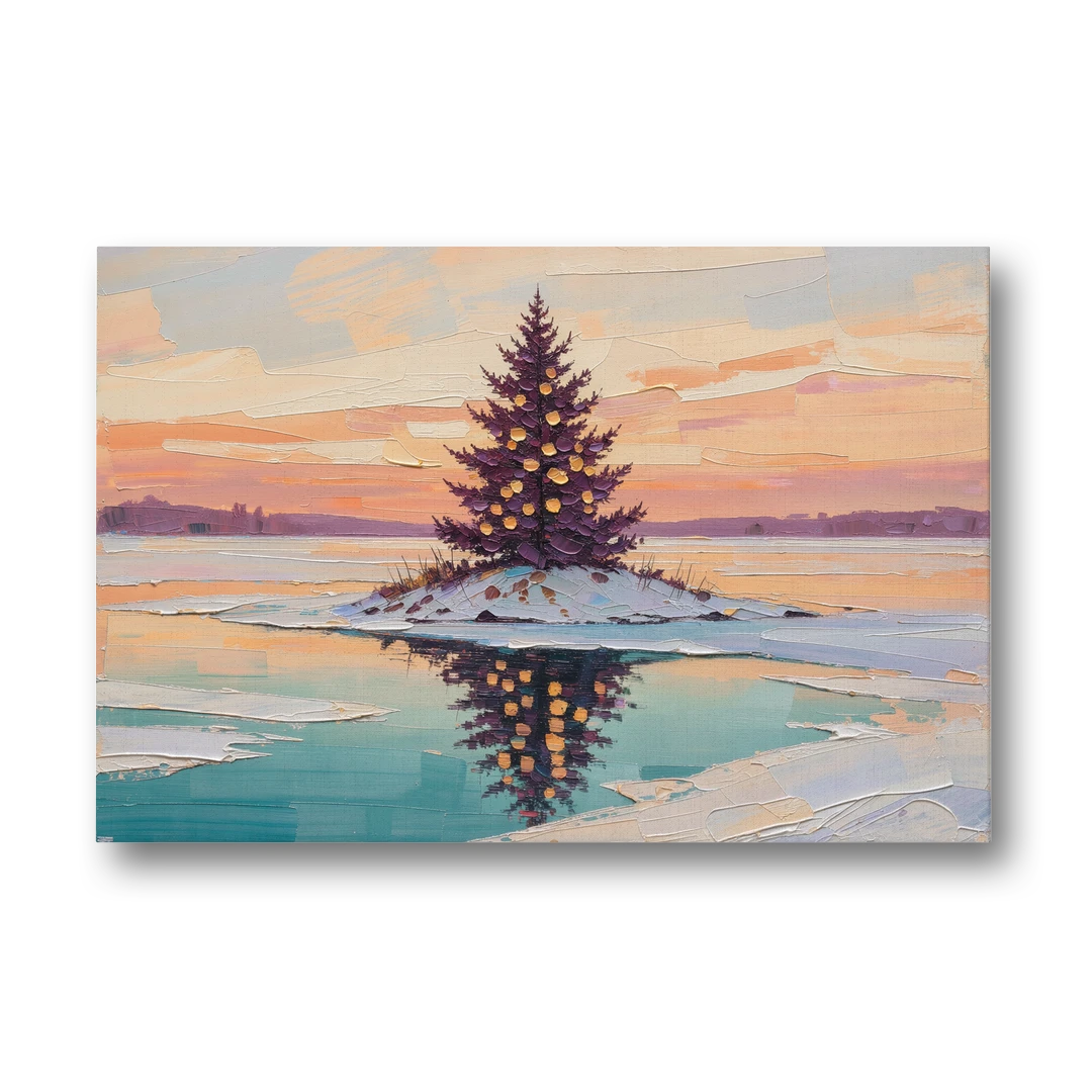 Christmas Wall Art Above Fireplace with Island Fir - Canvas Wall Art - Front