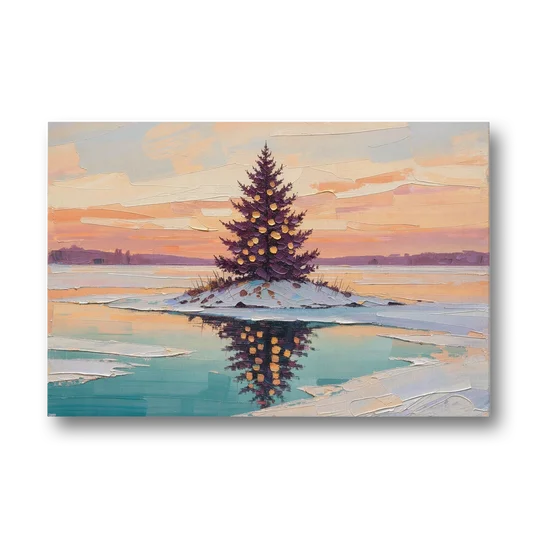 Christmas Wall Art Above Fireplace with Island Fir - Canvas Wall Art - Front
