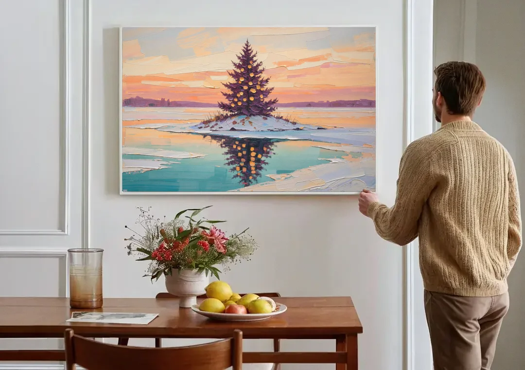Christmas Wall Art Above Fireplace with Island Fir canvas wall art above a dining table
