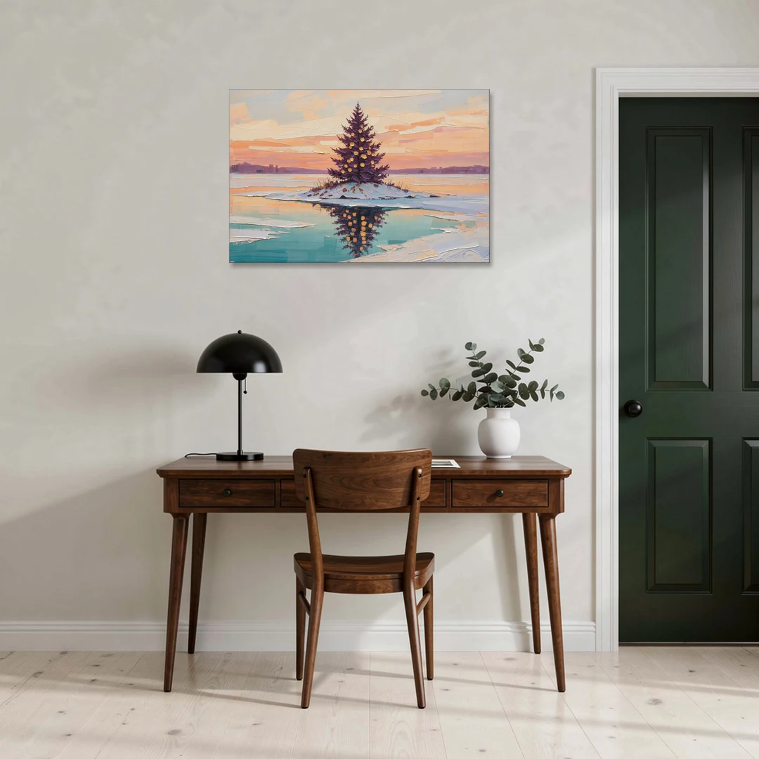 Christmas Wall Art Above Fireplace with Island Fir - Canvas Wall Art - Office - 36x24