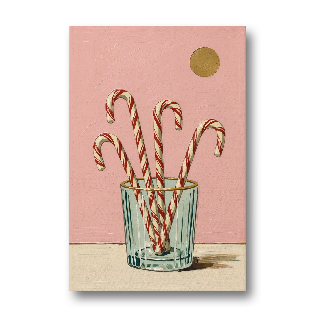Christmas Wall Art for Kitchen with Candy Canes - Canvas Wall Art - Front