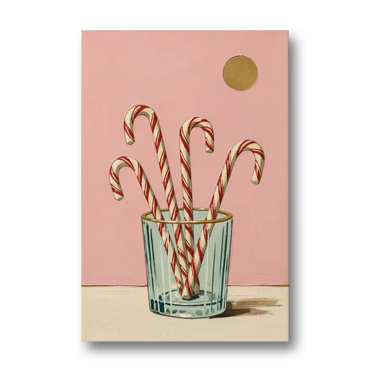 Christmas Wall Art for Kitchen with Candy Canes - Canvas Wall Art - Front