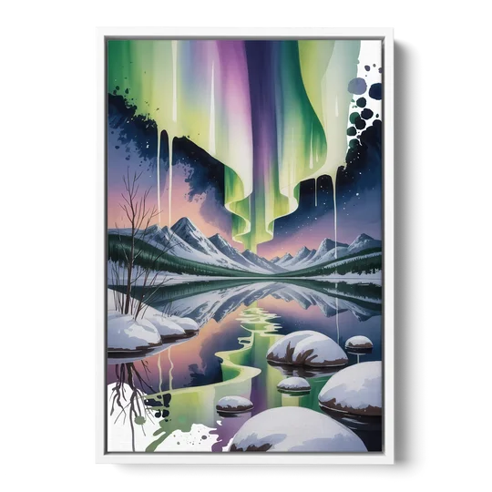 Churchill Northern Lights - White Framed Canvas Wall Art - Front