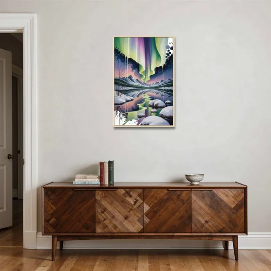 Churchill Northern Lights - Oak Framed Canvas Wall Art - Coffee Table - 24x36