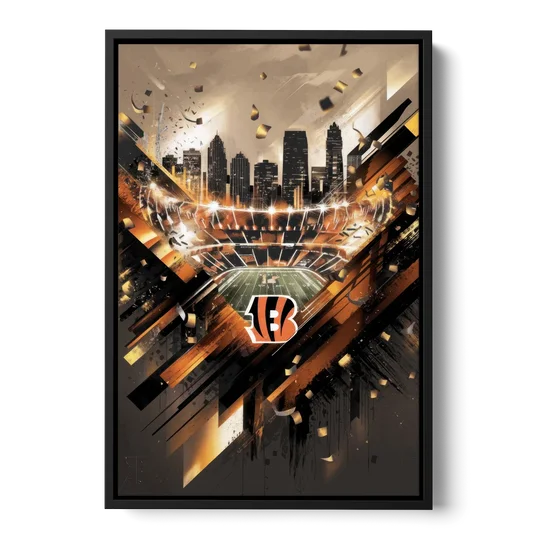 Cincinnati Bengals AFC Championship Celebration - Black Framed Canvas Wall Art - Front