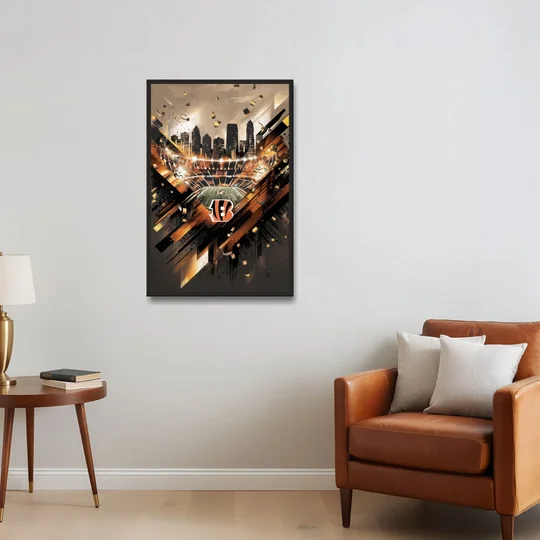 Cincinnati Bengals AFC Championship Celebration - Black Framed Canvas Wall Art - Sofa - 24x36