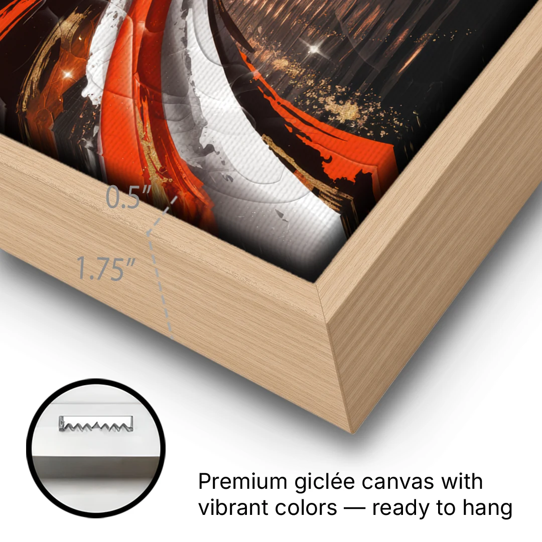 Cincinnati Bengals Championship Parade - Oak Framed Canvas Wall Art - Gallery Wrap Corner