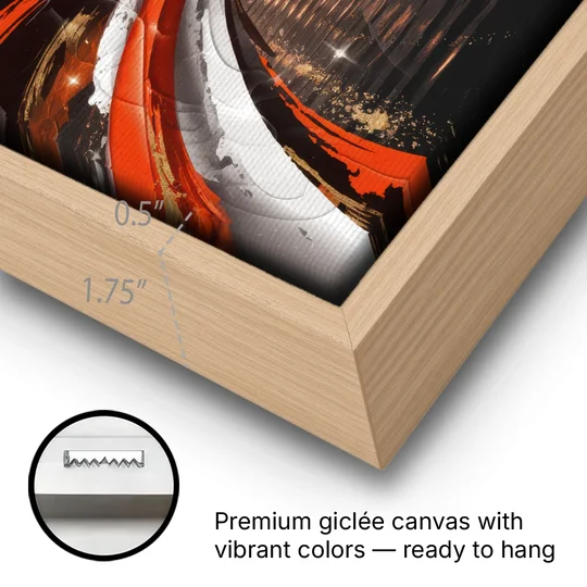 Cincinnati Bengals Championship Parade - Oak Framed Canvas Wall Art - Gallery Wrap Corner