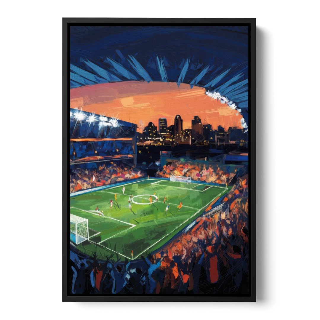 Cincinnati FC Stadium Lights - Black Framed Canvas Wall Art - Front