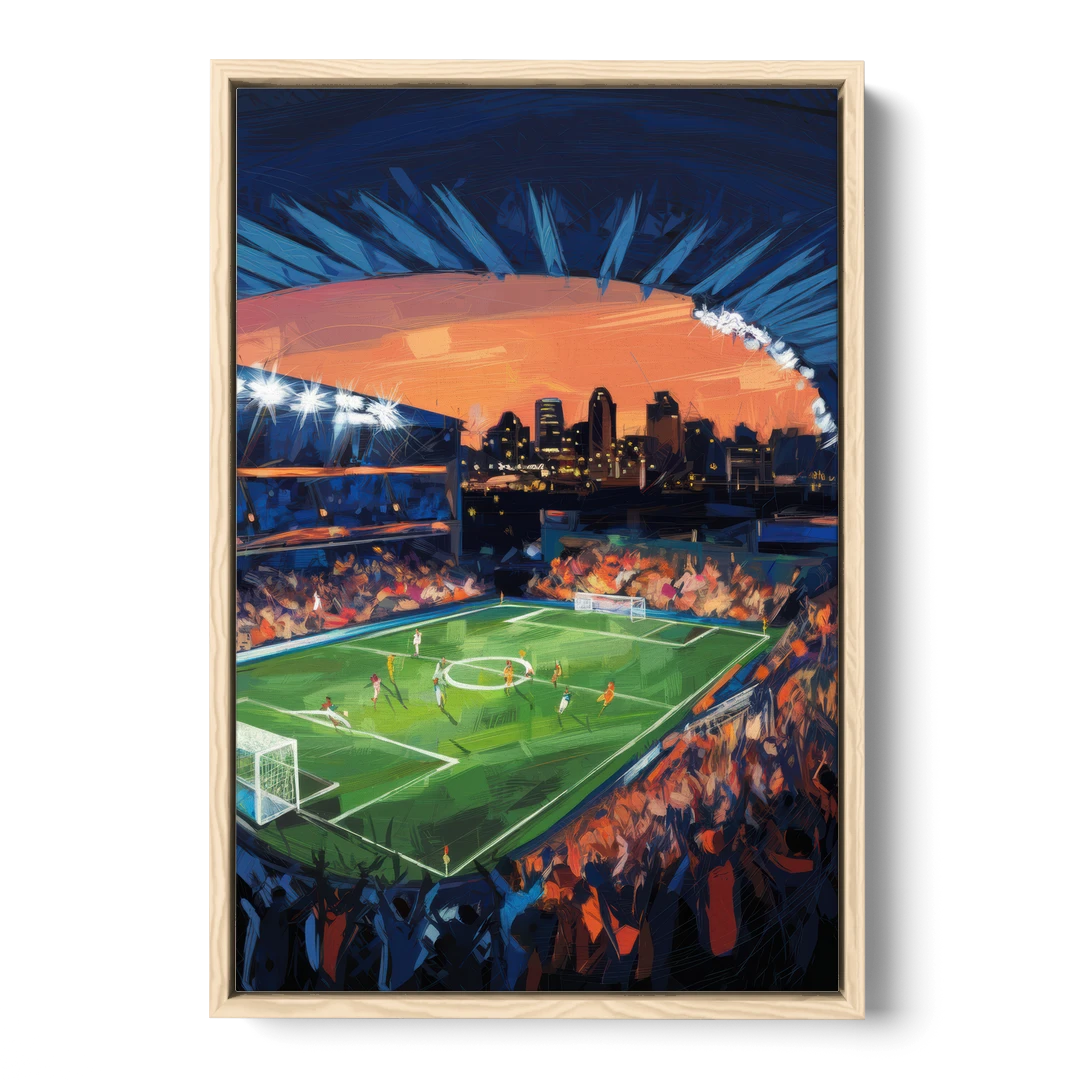 Cincinnati FC Stadium Lights - Oak Framed Canvas Wall Art - Front