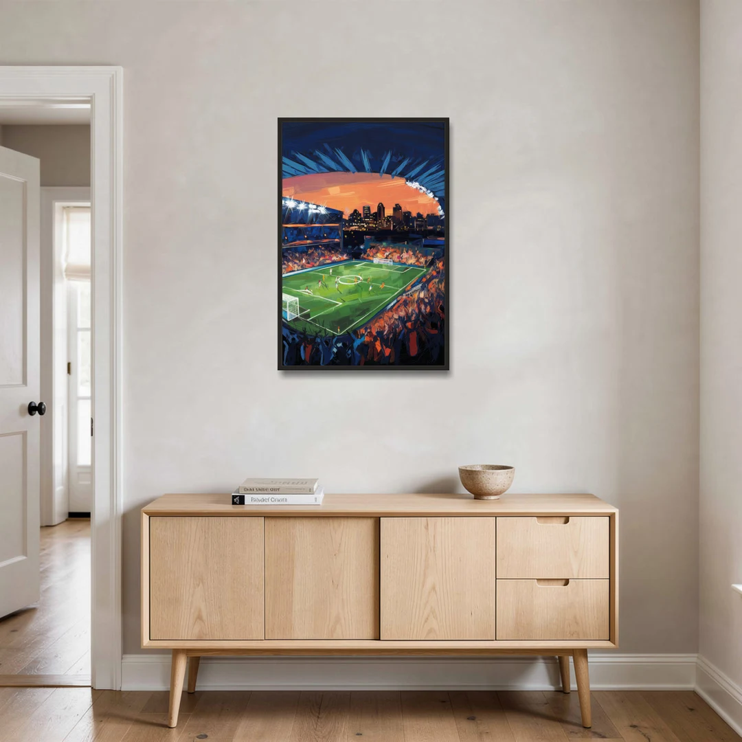 Cincinnati FC Stadium Lights - Black Framed Canvas Wall Art - Coffee Table - 24x36