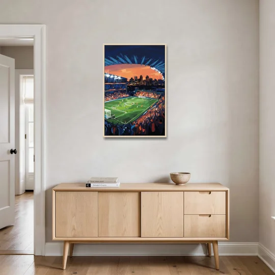 Cincinnati FC Stadium Lights - Oak Framed Canvas Wall Art - Coffee Table - 24x36