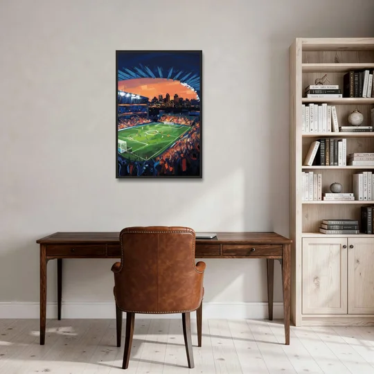 Cincinnati FC Stadium Lights - Black Framed Canvas Wall Art - Office - 24x36