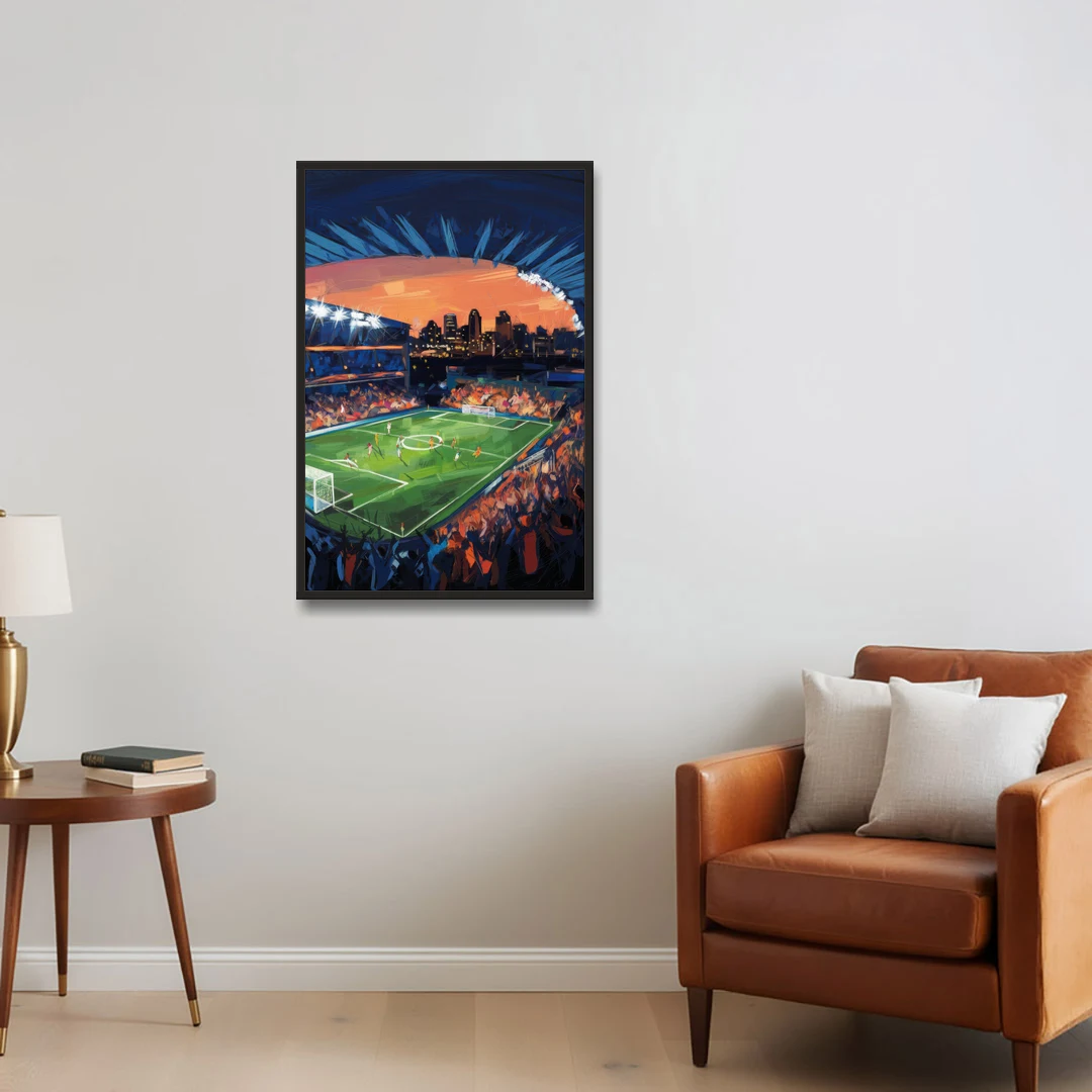 Cincinnati FC Stadium Lights - Black Framed Canvas Wall Art - Sofa - 24x36