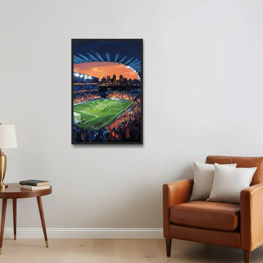 Cincinnati FC Stadium Lights - Black Framed Canvas Wall Art - Sofa - 24x36
