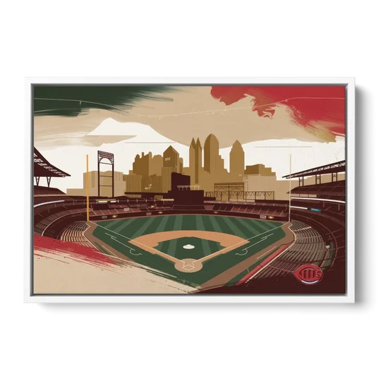 Cincinnati Reds Vintage Moments - White Framed Canvas Wall Art - Front
