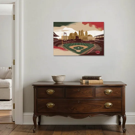Cincinnati Reds Vintage Moments - Canvas Wall Art - Coffee Table - 36x24