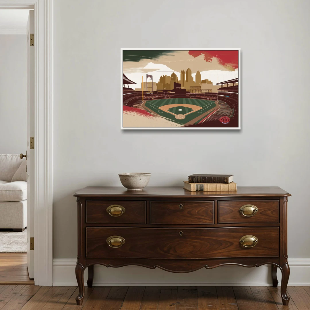 Cincinnati Reds Vintage Moments - White Framed Canvas Wall Art - Coffee Table - 36x24