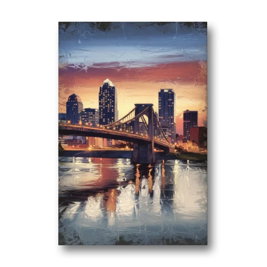 Cincinnati Skyline with River Reflection - Canvas Wall Art - Front