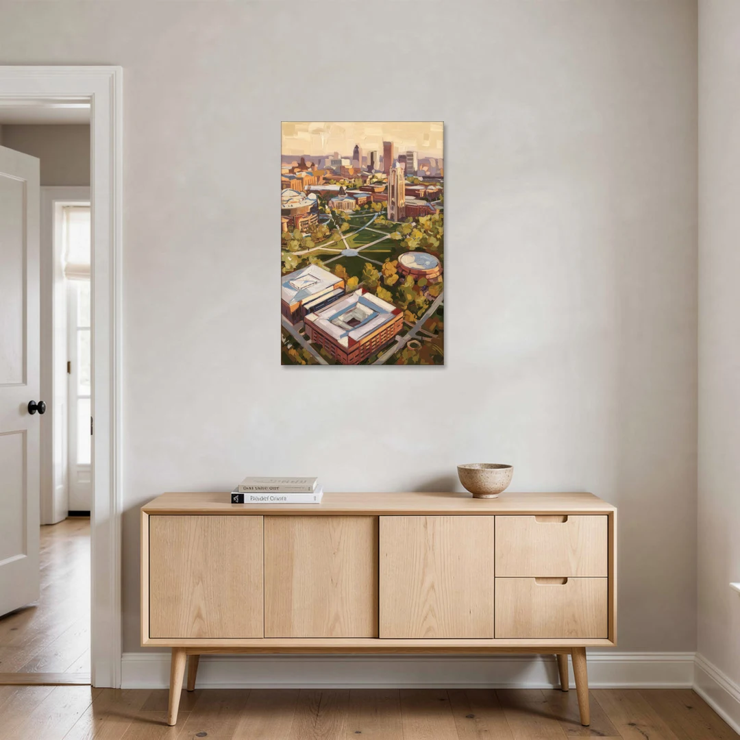 Cincinnati University Campus Highlights - Canvas Wall Art - Coffee Table - 24x36