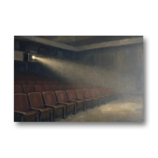 Cinema Wall Art Projector Beam Over Empty Seats - Canvas Wall Art - Front