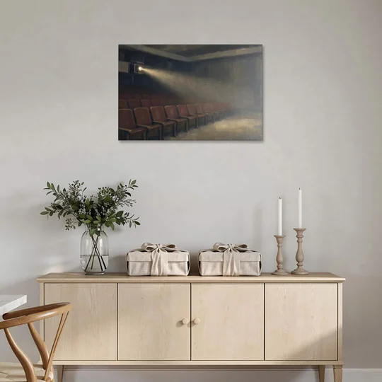 Cinema Wall Art Projector Beam Over Empty Seats - Canvas Wall Art - Coffee Table - 36x24