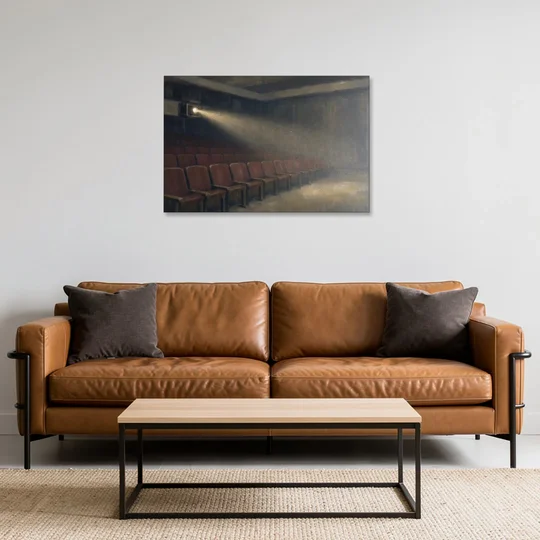 Cinema Wall Art Projector Beam Over Empty Seats - Canvas Wall Art - Sofa - 36x24