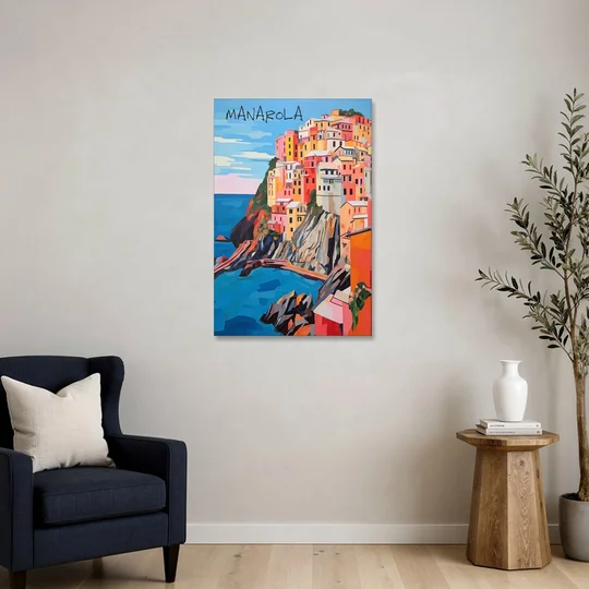 Cinque Terre Art of Manarola - Canvas Wall Art - Sofa - 24x36