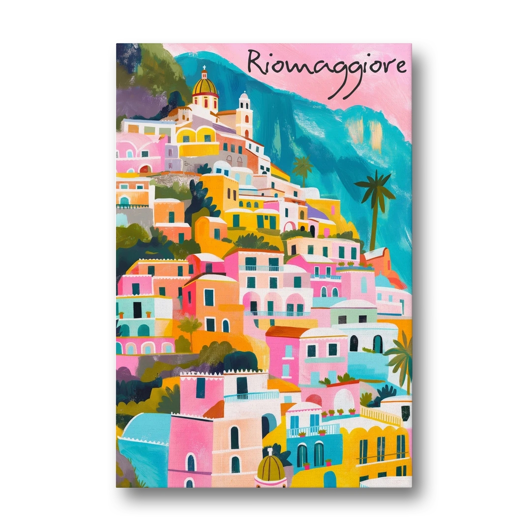 Cinque Terre Wall Art in Candy Colors - Canvas Wall Art - Front