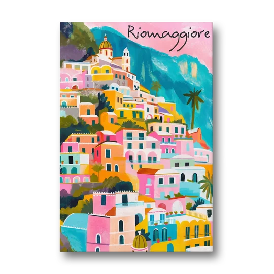 Cinque Terre Wall Art in Candy Colors - Canvas Wall Art - Front