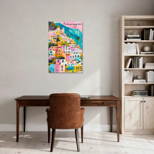 Cinque Terre Wall Art in Candy Colors - Canvas Wall Art - Office - 24x36