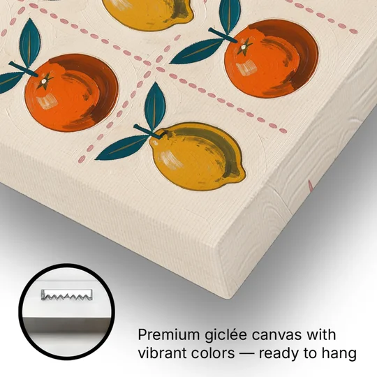 Citrus Wall Art with Lemons and Oranges - Canvas Wall Art - Gallery Wrap Corner