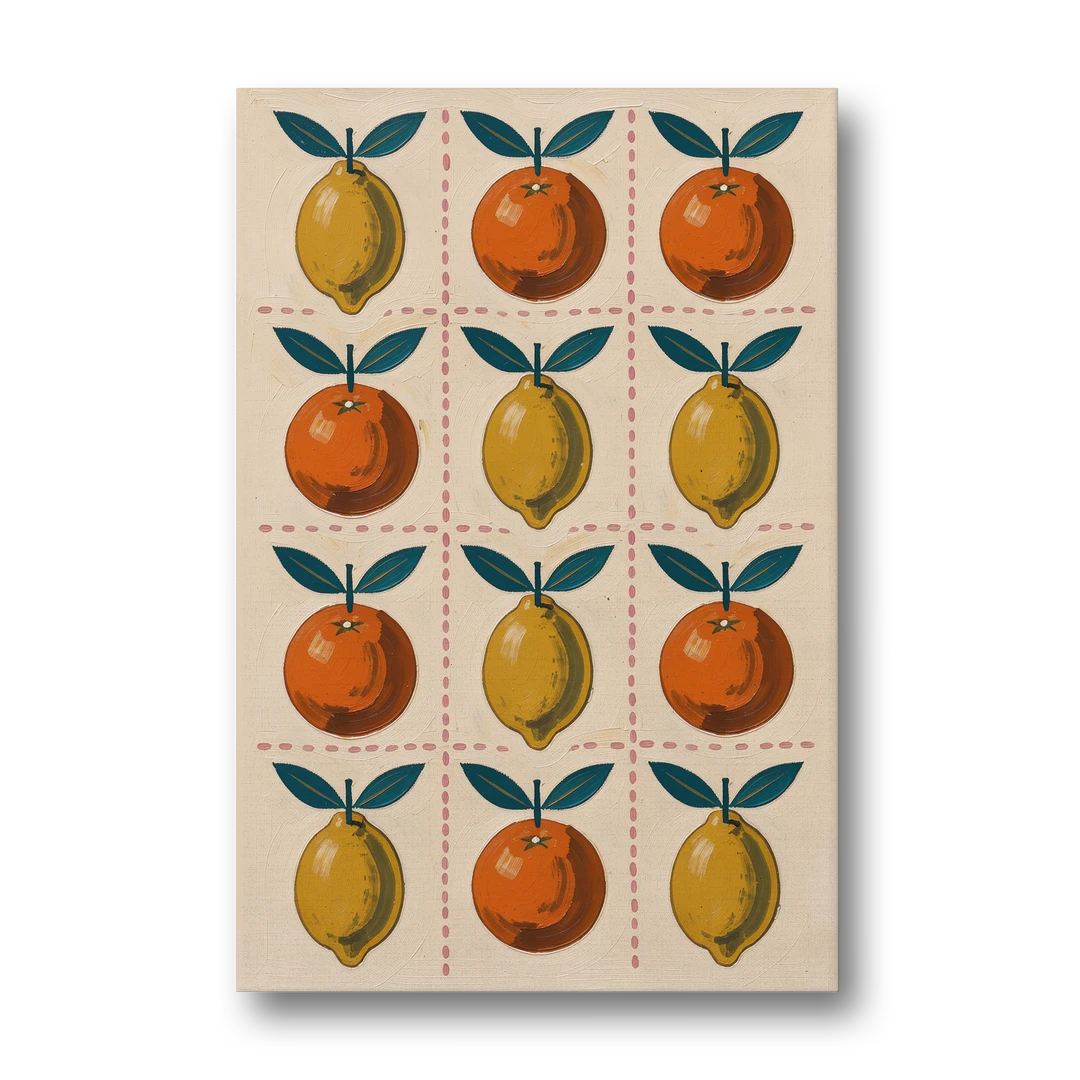 Citrus Wall Art with Lemons and Oranges - Canvas Wall Art - Front