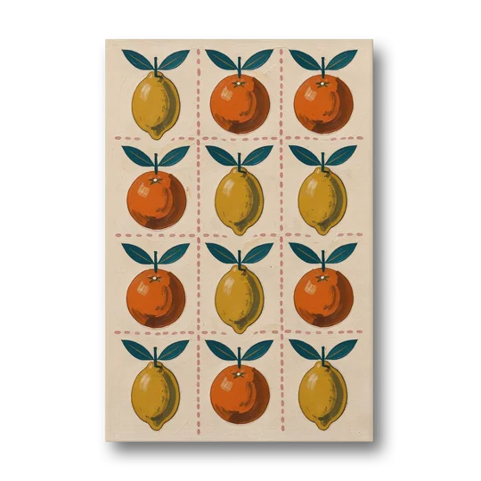 Citrus Wall Art with Lemons and Oranges - Canvas Wall Art - Front
