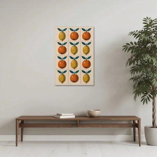 Citrus Wall Art with Lemons and Oranges - Canvas Wall Art - Coffee Table - 24x36
