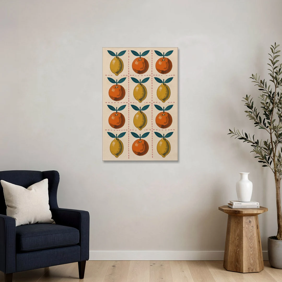 Citrus Wall Art with Lemons and Oranges - Canvas Wall Art - Sofa - 24x36