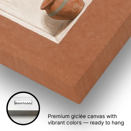 Clay Pot in a Terracotta Arched Niche - Canvas Wall Art - Gallery Wrap Corner